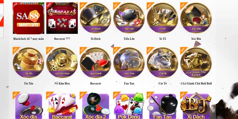 Sự đa dạng game bài SA88